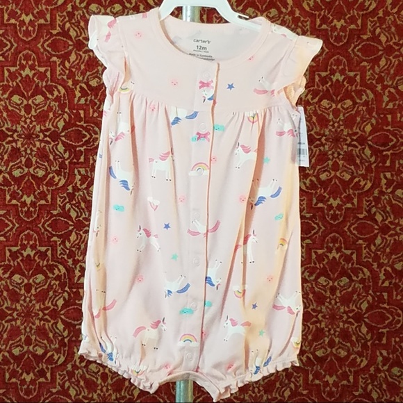 NEW CARTER'S Pink Unicorn onesie 12M ⚠️🕚 - Picture 1 of 4